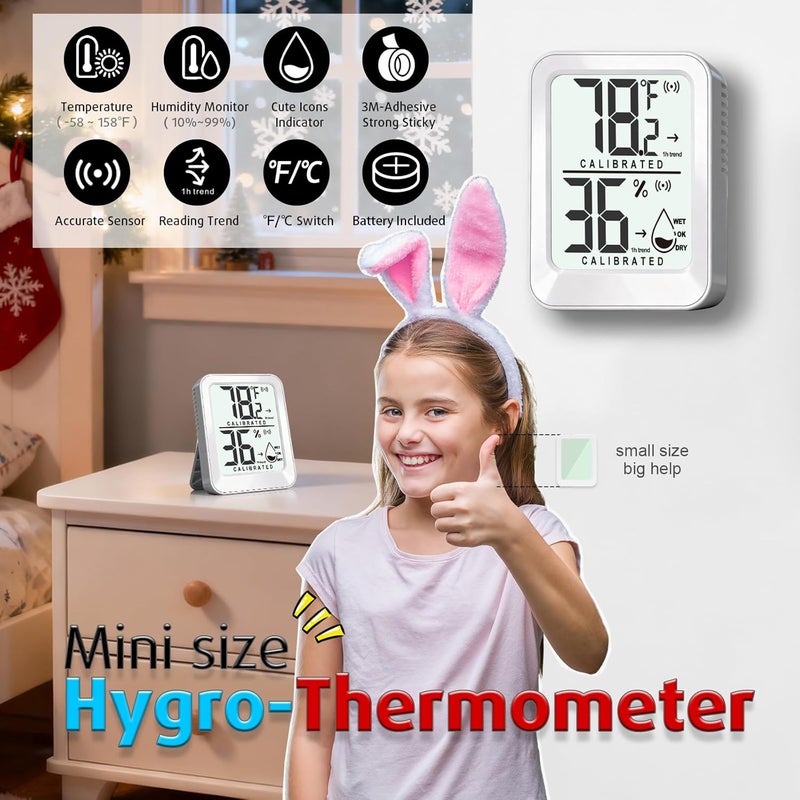 AyayaBoss 3 Pack Room Thermometer Indoor Hygrometer for Home, Digital Sensor Mini Humidity Gauge Meter, Temperature Humidity Monitor for Bedroom, Pet, Plant - Battery Included - Image 2